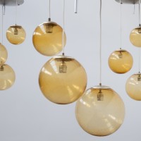 Ensemble de luminaire Parscot en verre bullé - 1970