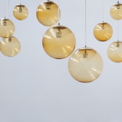 Ensemble de luminaire Parscot en verre bullé - 1970