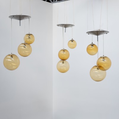 Ensemble de luminaire Parscot en verre bullé - 1970