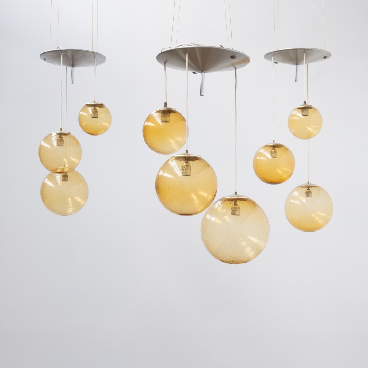 Ensemble de luminaire Parscot en verre bullé - 1970