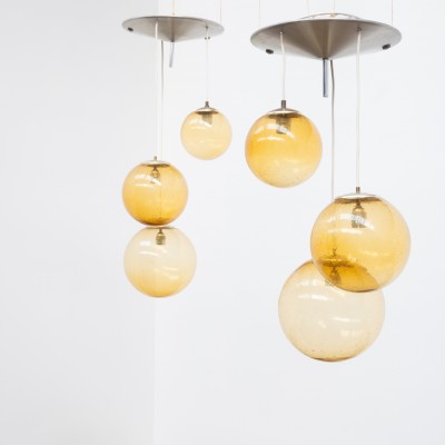 Ensemble de luminaire Parscot en verre bullé - 1970