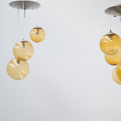 Ensemble de luminaire Parscot en verre bullé - 1970