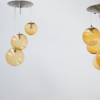 Ensemble de luminaire Parscot en verre bullé - 1970