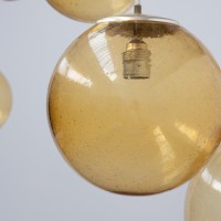 Ensemble de luminaire Parscot en verre bullé - 1970