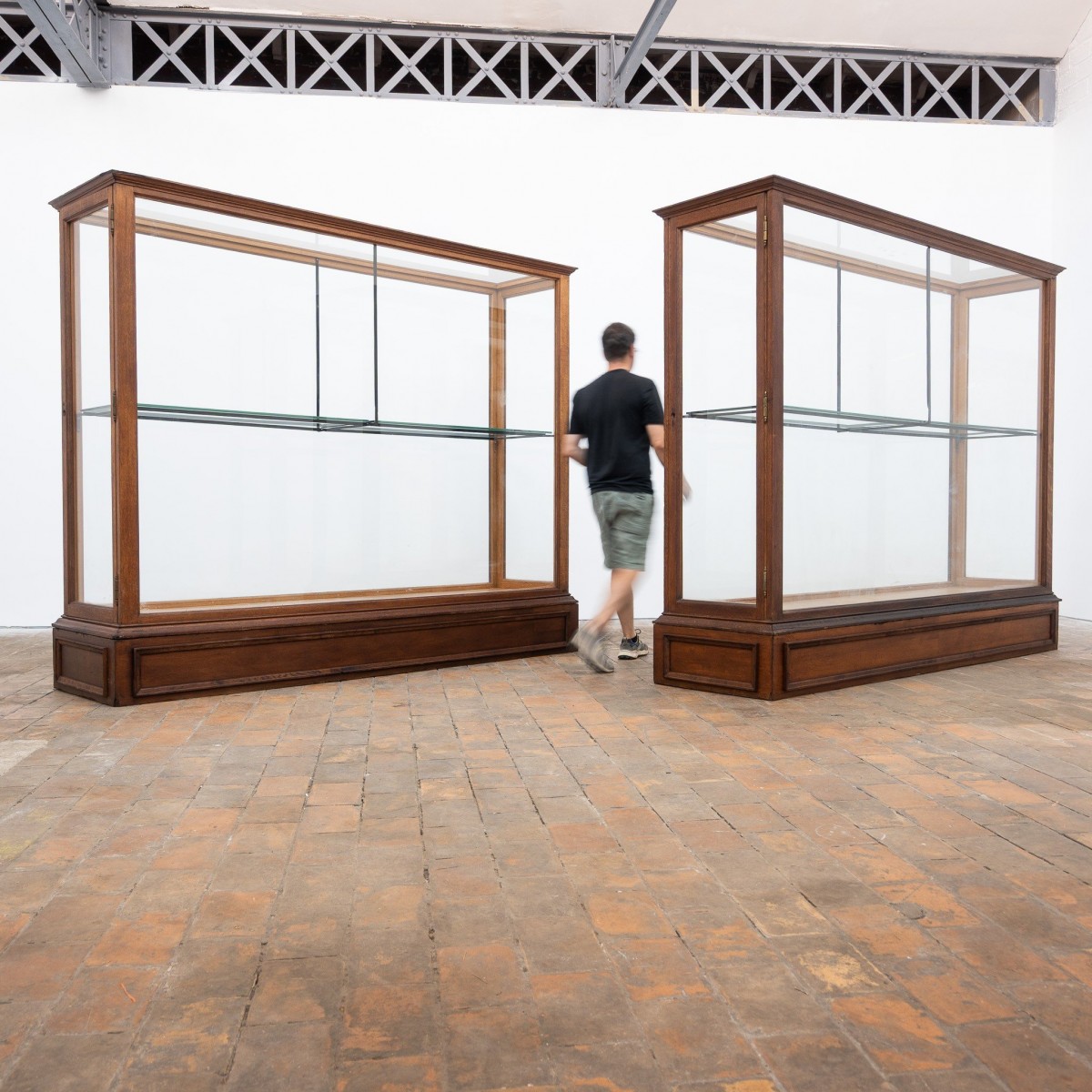 1 à 2 grandes vitrines centrale de musée en chêne – Début du XXe siècle