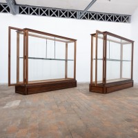 1 à 2 grandes vitrines centrale de musée en chêne – Début du XXe siècle