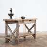 Ancienne table d’atelier à entretoises croisées – Début du XXe siècle