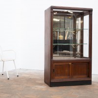 ANTIQUE WOOD, GLASS AND BRASS SHOP DISPLAY CABINET – EARLY 20TH CENTURY