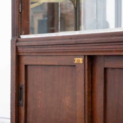ANTIQUE WOOD, GLASS AND BRASS SHOP DISPLAY CABINET – EARLY 20TH CENTURY
