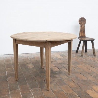 Table ronde ancienne à abattants en chêne – XIXe siècle