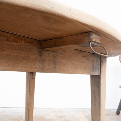 Table ronde ancienne à abattants en chêne – XIXe siècle