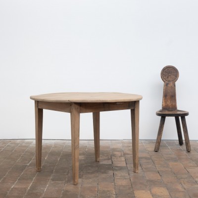 Table ronde ancienne à abattants en chêne – XIXe siècle