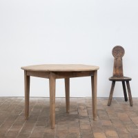 Table ronde ancienne à abattants en chêne – XIXe siècle