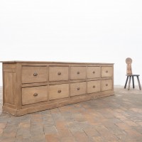 Grand meuble de métier en bois ancien à 10 tiroirs