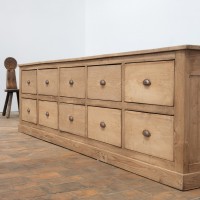 Grand meuble de métier en bois ancien à 10 tiroirs