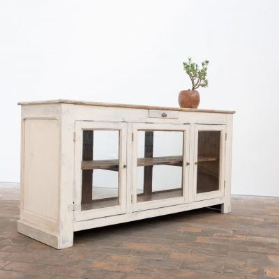 Ancien comptoir vitrine en bois peint – début XXe siècle