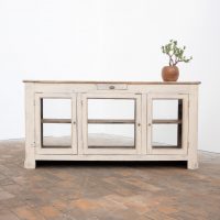 Ancien comptoir vitrine en bois peint – début XXe siècle