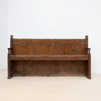 Ancien banc en bois à dossier panneauté – XIXe siècle