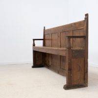 Ancien banc en bois à dossier panneauté – XIXe siècle