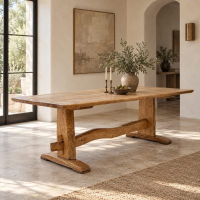 Table de repas en chêne massif - France design XXème