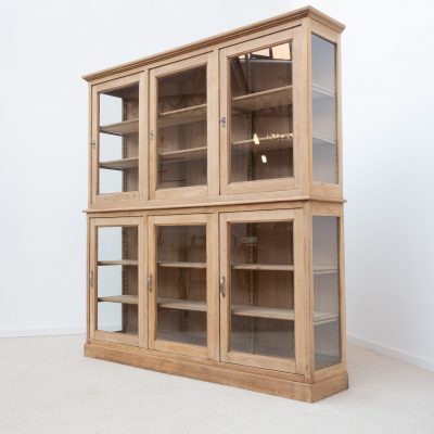Grande vitrine ancienne 6 portes en chêne - 1920
