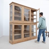 Grande vitrine ancienne 6 portes en chêne - 1920
