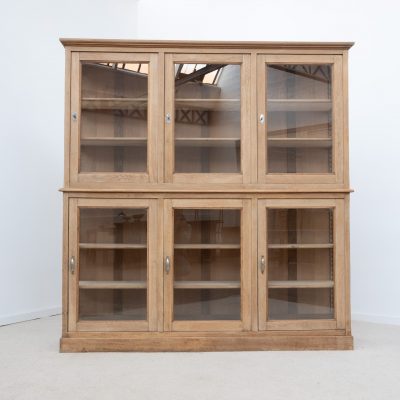 Grande vitrine ancienne 6 portes en chêne - 1920