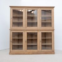 Grande vitrine ancienne 6 portes en chêne - 1920