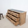 Meuble de métier à tiroirs chêne et pierre bleue – début XXe siècle