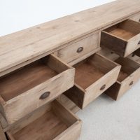 Grand meuble de métier en bois ancien à 12 tiroirs