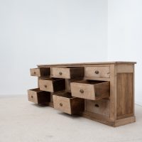 Grand meuble de métier en bois ancien à 12 tiroirs