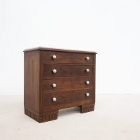 Art Deco Walnut Chest of Drawers with Marble Top – 1920s