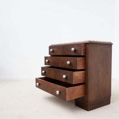 Commode Art Déco en noyer et marbre – 1920
