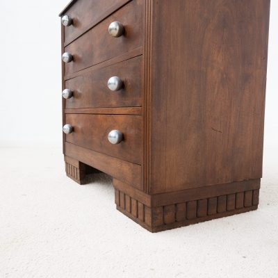 Art Deco Walnut Chest of Drawers with Marble Top – 1920s