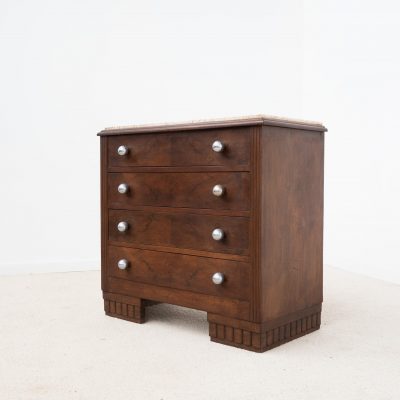 Commode Art Déco en noyer et marbre – 1920
