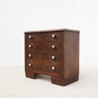 Art Deco Walnut Chest of Drawers with Marble Top – 1920s