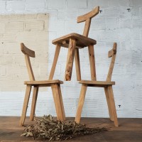 Series of chairs "T" Olavie Hänninen brutalist design 1950