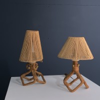 Paire de lampes en corde par "Audoux Minet" 1950