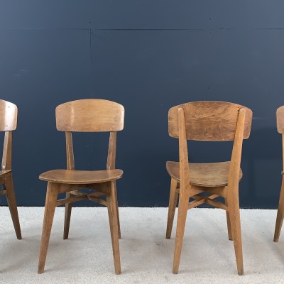 Set of 6 wooden chairs 1950