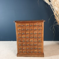 Cabinet of clockmaker in oak 48 drawers handles shells