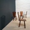 Set of 4 Brutalist wooden chairs