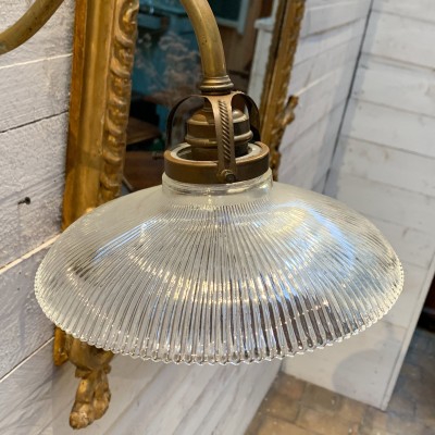 Wall lamp in glass and brass Holophane