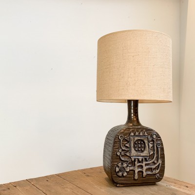 Brutalist ceramic lamp by Emiel Laskaris 1960