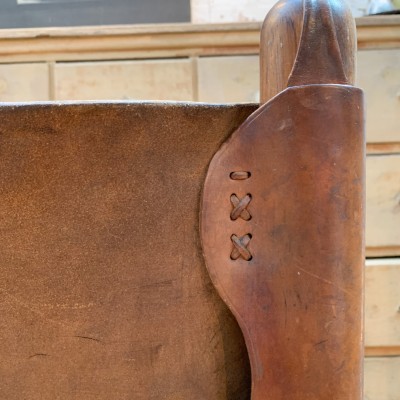 Ancienne chaises cuir et bois des années 50