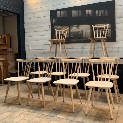 Série de 10 chaises en bois 1960