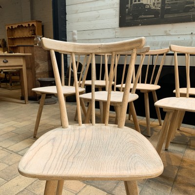 Series of 10 French wooden chairs 1960