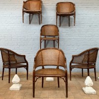 Série de 6 fauteuils cannés