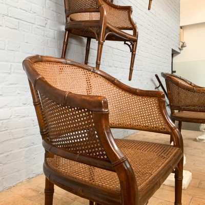 Series of 6 cane armchairs