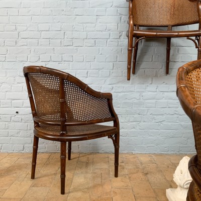 Series of 6 cane armchairs