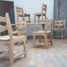 Series of 6 wood and straw chairs 1960